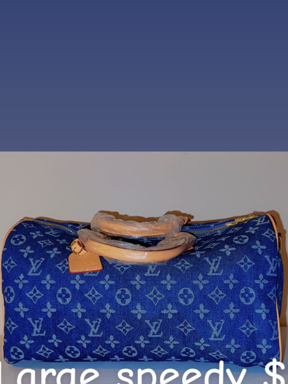 Blue Monogram Canvas Large Speedy Duffel Bag
